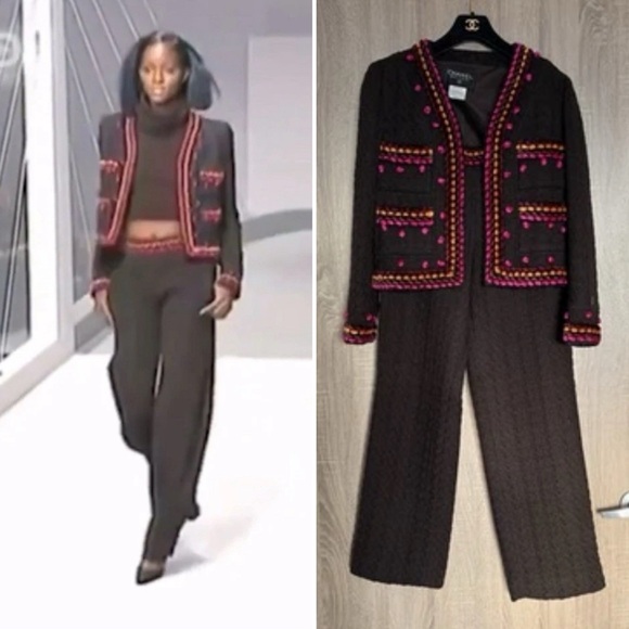 BRAND NEW RUNWAY CHANEL Fall/winter 1997 tweed pants suit size FR 40 - Picture 1 of 17